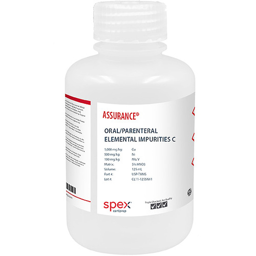 Oral/Parenteral Elemental Impurities C in 5% HNO3, Appearance: Solution in Bottle, Size: 125 ml