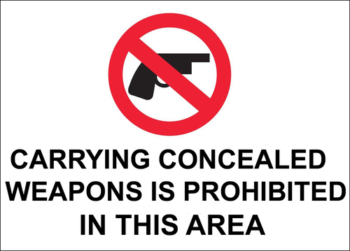 Sign Carrying Concealed Weapons Aluminium 10X14in