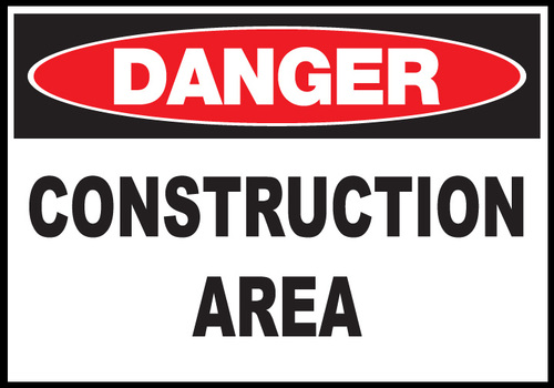 ZING Green Safety Eco Safety Sign DANGER, Construction Area