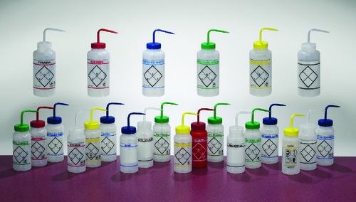 VWR* Safety Wash Bottles, Low-Density Polyethylene, Wide Mouth