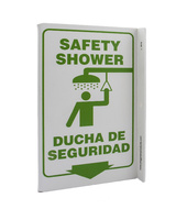ZING Green Safety Eco Safety Projecting Sign, Safety Shower Bilingual, ZING Enterprises