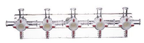 Masterflex® Fitting, Polycarbonate, Four Ports, Manifolds with Female Luer Locks, 180° Rotation, Non-Sterile; 10/PK