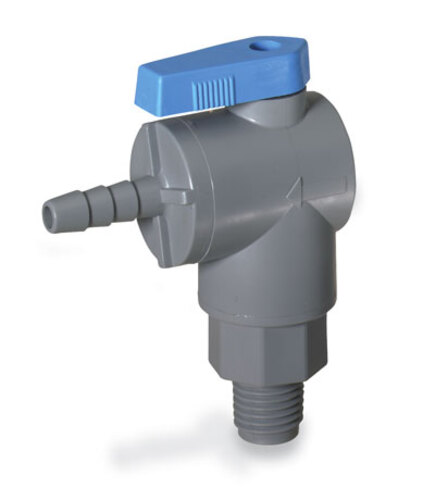 Masterflex® Ball valve, 2-way right angled, BUNA, 3/8" NPT(M) x 3/8" barb