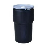 Lab Pack Open Head Poly Drum, 14 Gal, Metal Bolt Ring, 1x2in 1x3/4in Bung Holes, Black, Dimensions, Exterior: 15in (38.1 cm) Top, 12.75in (32.4 cm) Bottom, 26.5in (67.3 cm) Height