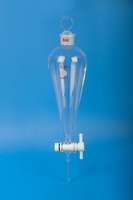 TLG® Separatory Funnels, Squibb, Pear-Shaped, Fully Autoclavable PTFE Stopcocks with Plastic Stopper, SATI International Scientific