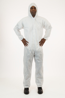White SMS Coveralls with Attached Hood, Elastic Wrist and Ankle, International Enviroguard™