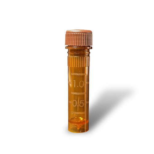 Screw-cap microtubes, 2.0mL, amber color, with O-ring, sterile, molded graduations, amber caps attached, 100 per bag, 1000/case