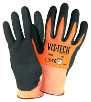 Vis-Tech Hi-Vis Cut Resistant Gloves with Sandy Nitrile Palm, Wells Lamont