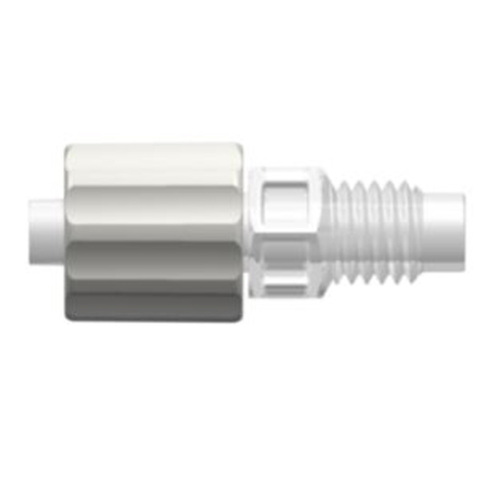 Value Plastics ABSML-6005-1 Fitting, White Nylon over Polypropylene, Male Luer with Rotating Lock Ring, 5/16" Hex to 1/4-28 UNF Thread; 100/PK