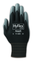 HyFlex® 11-600B Black Nylon Gloves with Gray Coated Palm, Ansell