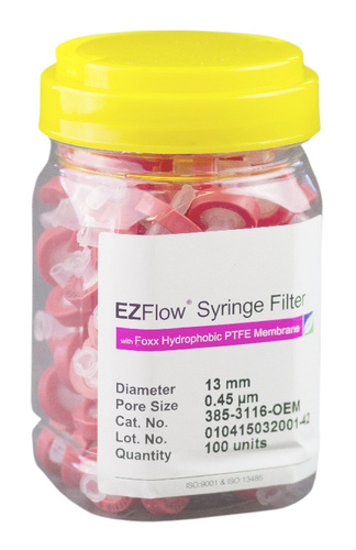 EZFlow* Syringe Filter 13mm 0.45um Hydrophobic PTFE