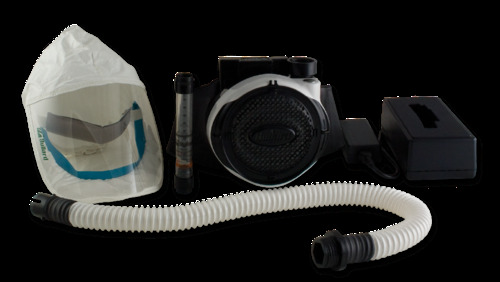 PAPR system with large Loose-fitting Facepiece, All-in-one system ready for use - including one HEPA filter, Filters exhalated air to keep your patients safe, Assigned protection factor (APF) 2.5X greater than an N95 mask