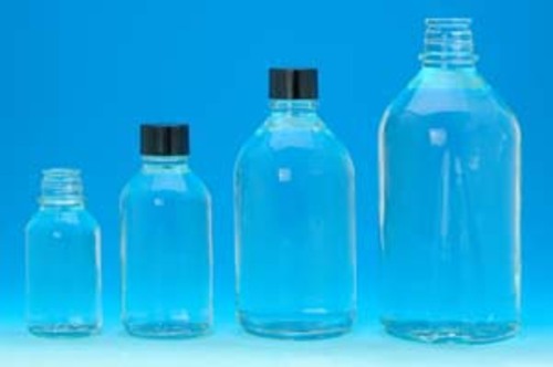 Media Bottles. 1000Ml, Non-Graduated, Clear Borosilicate Glass, Pe Lined Phenolic Cap