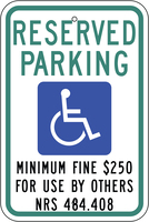 ZING Green Safety Eco Parking Sign Handicapped Reserved Parking Nevada