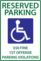 ZING Green Safety Parking Sign Handicapped Reserved Parking Fine Alabama