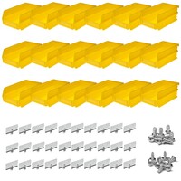 Yellow Polypropylene Hanging Bin and BinClip Kit, 24 Count