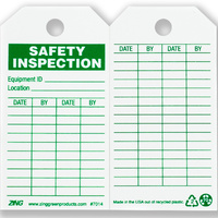 ZING Green Safety Eco Safety Tag, Safety Inspection