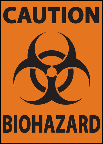 Sign Caution Biohazard 10x7 Adhesive