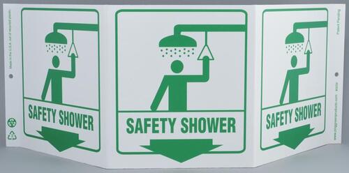 ZING Green Safety Eco Safety Tri View Sign, Safety Shower