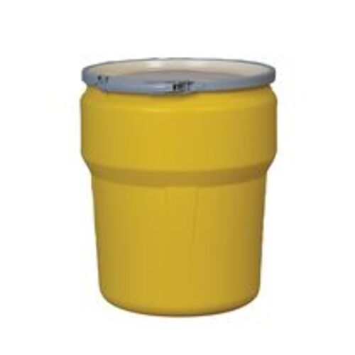 Lab Pack Open Head Poly Drum, 10 Gal, Metal Lever-Lock, Yellow, Dimensions, Exterior: 15in (38.1 cm) Top, 12.75in (32.4 cm) Bottom, 18.333in (46.6 cm) Height