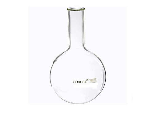 Flask, Boiling, Round Bottom, Ground Glass Neck, 50mL, 24/29 Interchangeable Joint, Specifications: Material: 3.3 Borosilicate, Color: Clear, Capacity: 50mL, Approx Height: 24/29, Interchangeable Joint: 51mm x 105mm, Class/ Quality Grade: Type I,