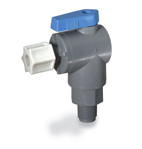 Masterflex® Ball valve, 2-way right angled, BUNA, 1/4" NPT(M) x 1/4" compression