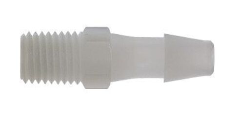 Masterflex® Fitting, PVDF, Straight, Hosebarb to Thread Adapter, 1/2" ID x 3/8" NPT(M); 10/PK