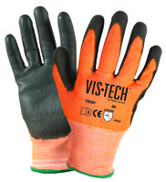 Vis-Tech Hi-Vis Cut Resistant Gloves with Polyurethane Palm, Wells Lamont