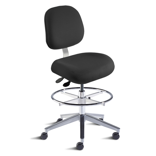 Avenue* Aew Series Chair, Backrest With Lumbar Curve. Backrest: 15.5 in W X 14.5 in High, Seat: Saddle-Shaped Seat With Waterfall Front, 21 in W X 19 in D X 3 in T, Base: High-Profile, Aluminum Base, 28.7 in Diameter; Seat Height: 19 in-26 in, Black Vinyl Footring Caster