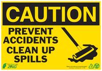 ZING Green Safety Eco Safety Sign, CAUTION Clean Up Spills