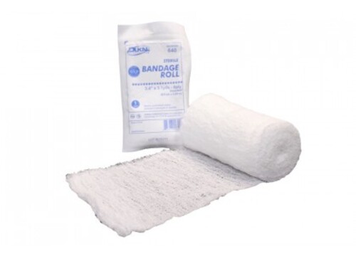 Fluff Bandage Roll, Sterile, 6-ply, Made of washed, fluff-dried 100% cotton gauze, Open, crinkle weave provides quick wicking, maximum absorbency, and greater aeration, Not made with natural rubber latex, Dimensions: 3.4INX3.1YD