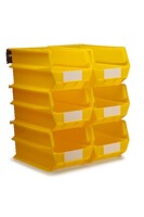 Wall Storage Units with Six Poly Bins and Wall Mount Rails, 8.25" Width