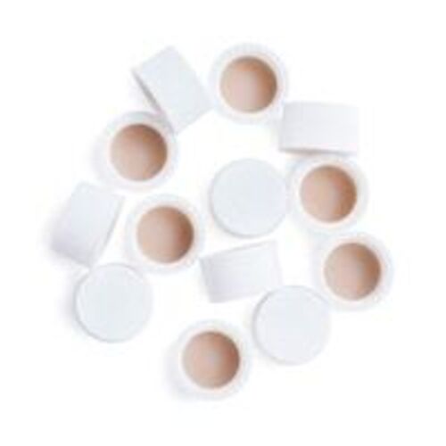 Cap, for storage vials, 13-425, white, closed, PTFE/silicone septa. Cap size: 13-425