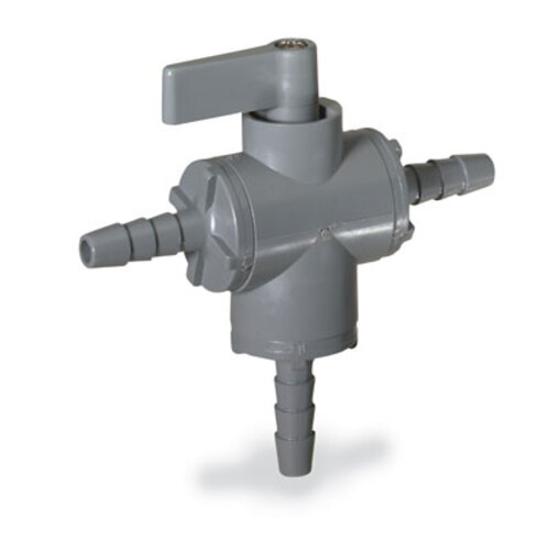 Masterflex® Ball valve, 3-way, 3/8" barb - PVC w/EPDM seals