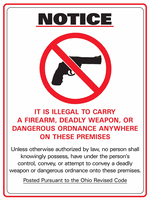 ZING Green Safety Concealed Carry Sign, Ohio