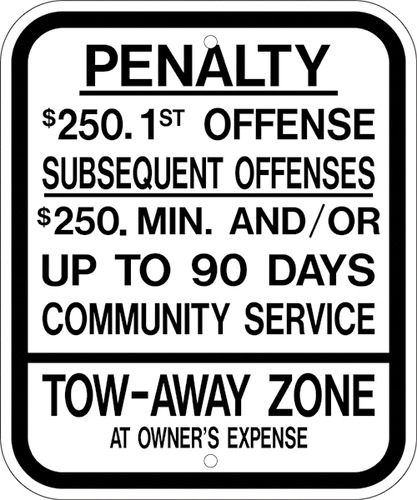 Sign Penalty $250 1St Egp 12X10in