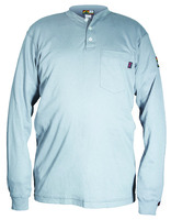 Flame Resistant Long Sleeve Henley Shirt with Max Comfort™ Material, Gray, MCR Safety
