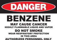 ZING Green Safety Eco GHS Sign, DANGER, Benzene