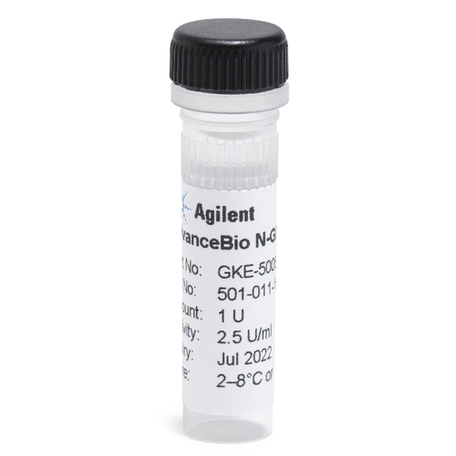 N-Glycanase (PNGase F), greater than or equal to 2.5 U/mL (formerly ProZyme), recombinant form of PNGase F, releases intact N-glycans by cleaving between the innermost GlcNAc and Asn, Supplied at a concentration of >= 2.5 U/Ml, Volume: 400 uL