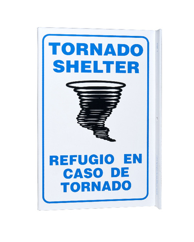 ZING Green Safety Eco Safety Projecting Sign, Tornado Shelter Bilingual