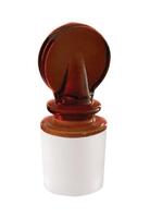 Amber Solid Penny Head Glass Stopper, Interchangeable Ground Joint 55/54, Specifications: Material: 3.3 Borosilicate, Color: Amber, Neck Type: Stopper, Joint Size: 55/54, Class/ Quality Grade: Type I, Class A,