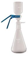 Vacuum icate Glass Filtration Assembly 47MM, 1L flask 300mL funnel with an aluminum clamp, Glass, Flask Volume: 1L, Funnel Cup Volume: 300mL, Membrane Holder Diameter: 47mm, Clamp material: Aluminum, Overall Dimension: 7.68in L x 7.68in W x 8.07in H,