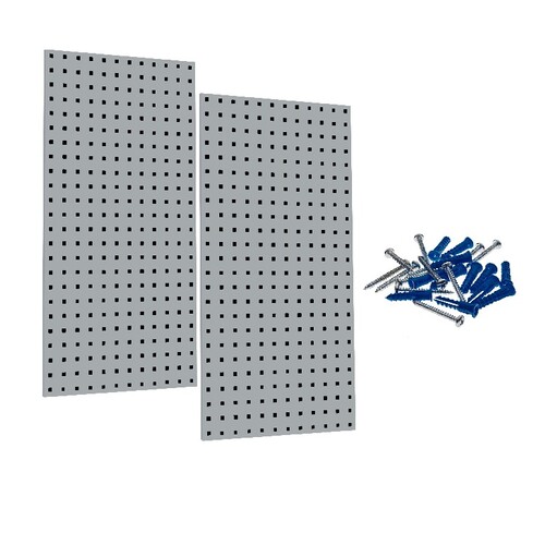 Two Pegboards, 18-Gauge Steel Square Hole with Mounting Hardware