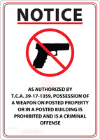 ZING Green Safety Concealed Carry Sign, Tennessee