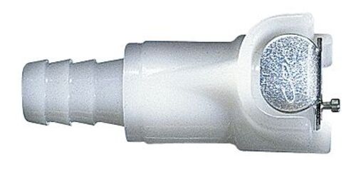 CPC (Colder) Quick-Disconnect Fitting, Hosebarb Body, Acetal, Valved, 1/8" Flow Size, 1/4" ID