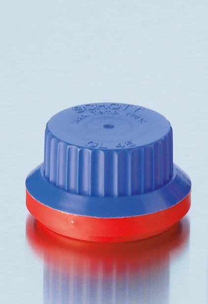 DURAN® Tamper Evident Red/Blue Screw Cap GL 45 with Linerless Plug Seal ...