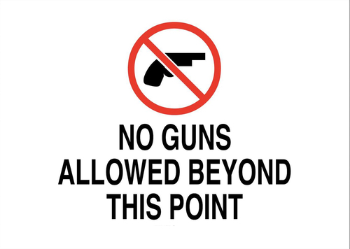 Sign No Guns Allowed Aluminium 10X14in