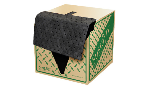 Spilfyter brand Sustayn* by Spilftyer* product. Black Universal 100% Recycled Fiber Perforated Pad; 100/cs