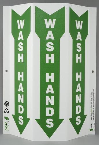 Sign Wash Hands Plastic 12X9in