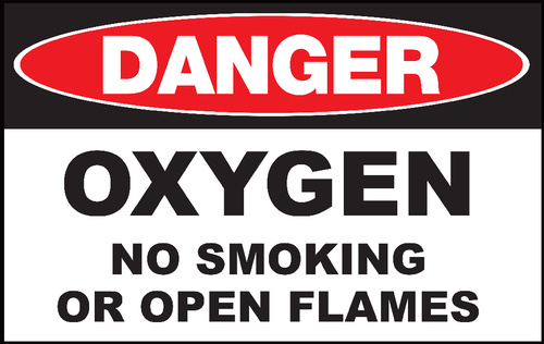 ZING Green Safety Eco Safety Sign DANGER Oxygen No Smoking No Open Flames